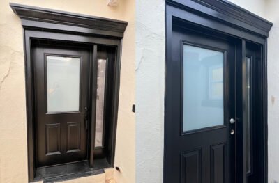 Black Front Door With Glass Panel